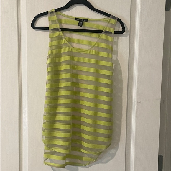 Kenneth Cole New York Lime and Sheer Striped Tank Top - Picture 1 of 3